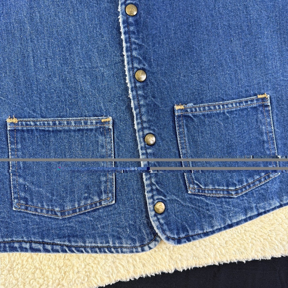 VTG 80's Carhartt Denim Western Style Vest Sherpa Lined Workwear Outerwear XXL - Picture 6 of 11